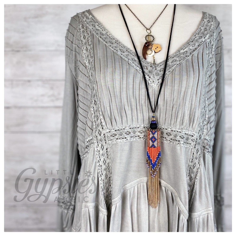 POL Stone Grey Tie it Up Bohemian Tunic - Picture 6 of 12
